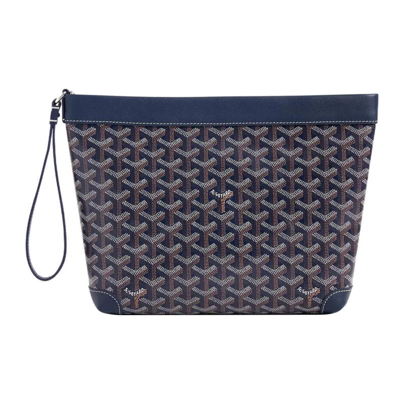 GOYARD Canvas With Calfskin Dog's Teeth Toiletry Bags Storage Bags Clutches Unisex Navy-0
