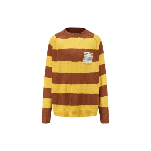 LIFEGOESON Sweaters Unisex Brown Yellow Plaid