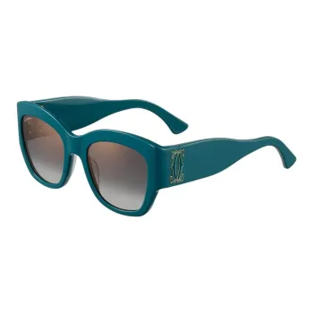CARTIER Acetate Enamel Irregular Shape Sunglasses Unisex Blue