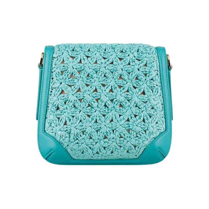 AMANI Leather Detail Shoulder Bag Women's Blue-2