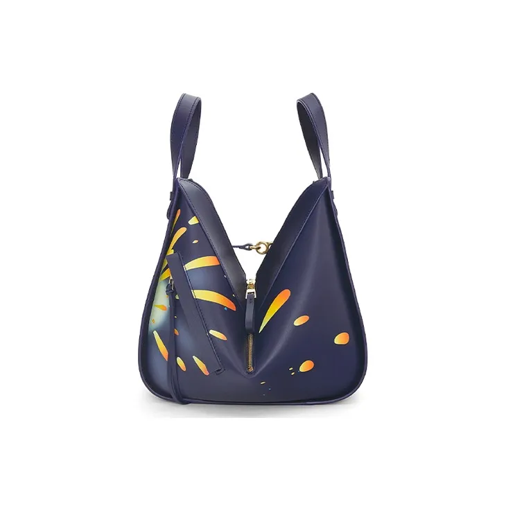 LOEWE Howl's Moving Castle Hammock Satin Cow Leather Shoulder Bag Crossbody Bag Handbag Small Size Women's Sea Blue-3