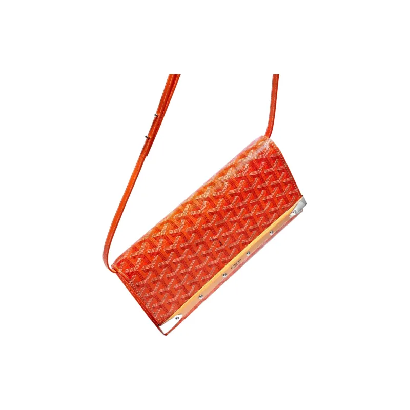 GOYARD MONTE-CARLO Canvas With Leather Clutches Crossbody Bags Small Size Women's Orange-4