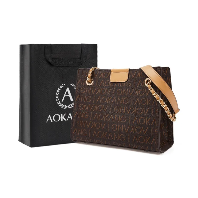 AOKANG PVC Tote Underarm Shoulder Bag, Crossbody Bag For Mom Women's Khaki Coffee/Coffee/Caramel Coffee/Ecru-12