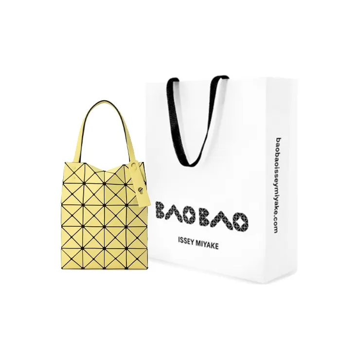ISSEY MIYAKE Lucent Boxy Patch Artificial Leather Small Square Bag Tote Bag Handbag Regular Women's Cream Yellow-5
