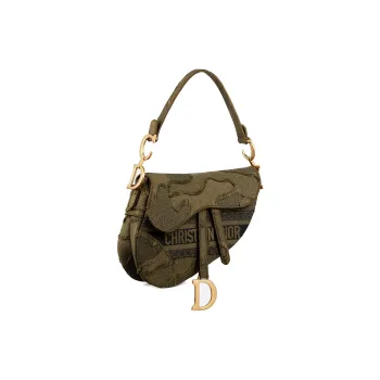 DIOR Saddle Canvas Saddle Bag Handbag Shoulder Bag Women's Green