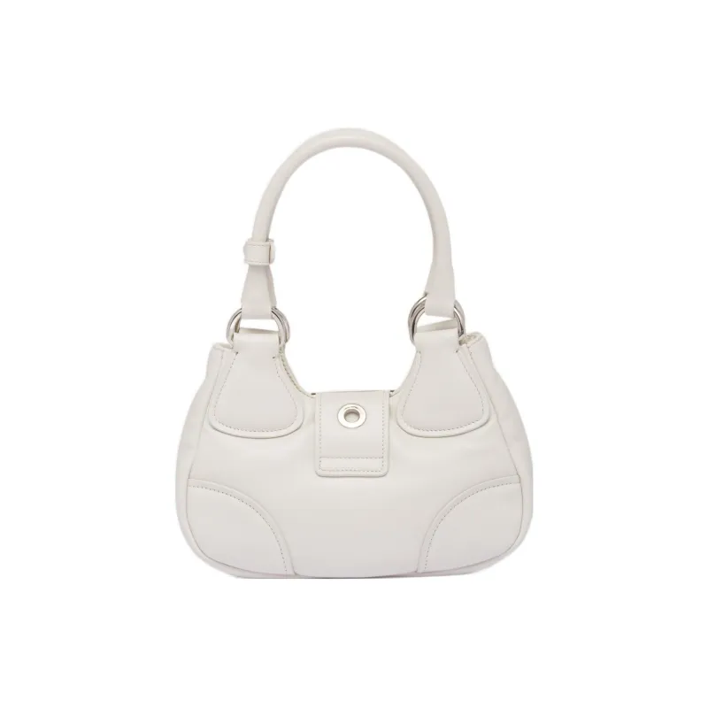 PRADA Soft Sheep Leather Shoulder Bag Moon Bag Crossbody Bag Handbag Mini Women's White-2