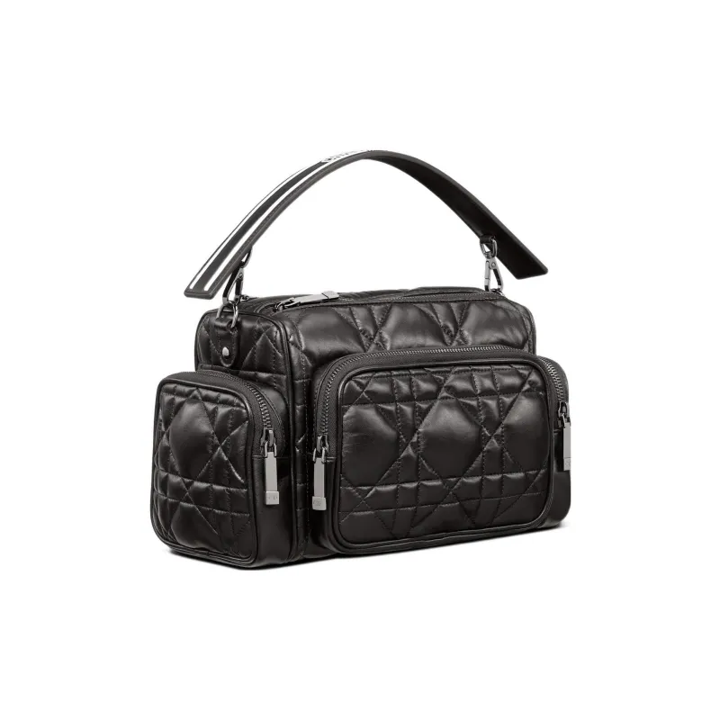 DIOR Cowhide Leather Camera Bag Handbag Clutch Crossbody Bag Women's Black-1