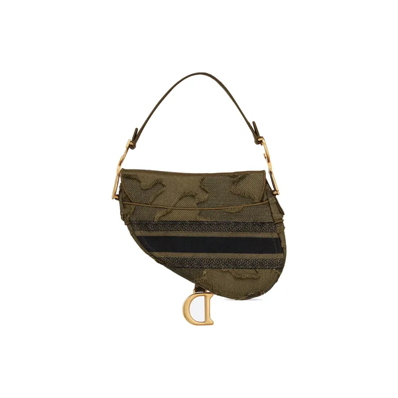 DIOR Saddle Canvas Saddle Bag Handbag Shoulder Bag Women's Green-1