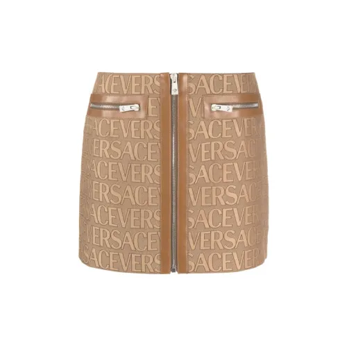 VERSACE Allover Leather trim Miniskirt