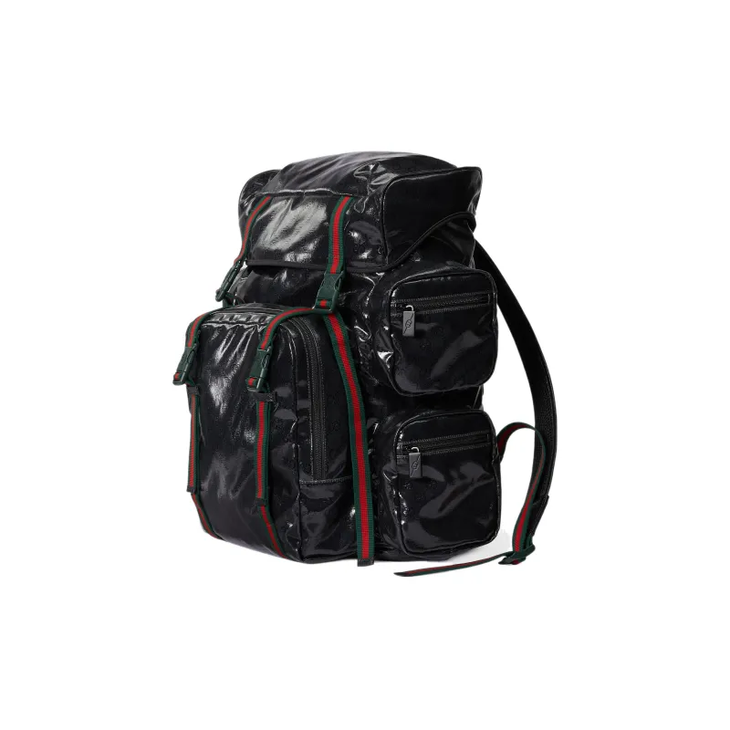 GUCCI Crystal Canvas With Leather Trim Backpack Men's Black-1