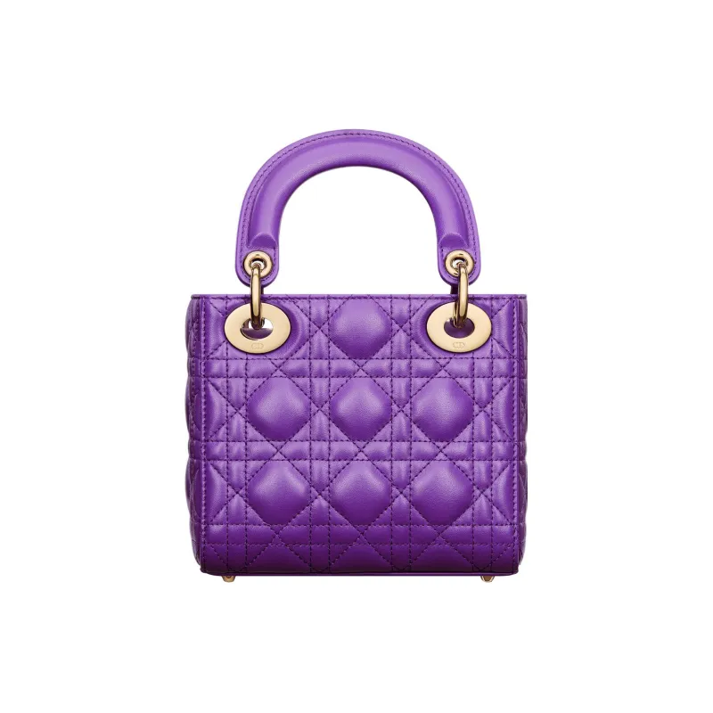 DIOR Lady Dior Sheepskin Dior Bag Shoulder Bag Crossbody Bag Handbag Mini Women's Purple-3