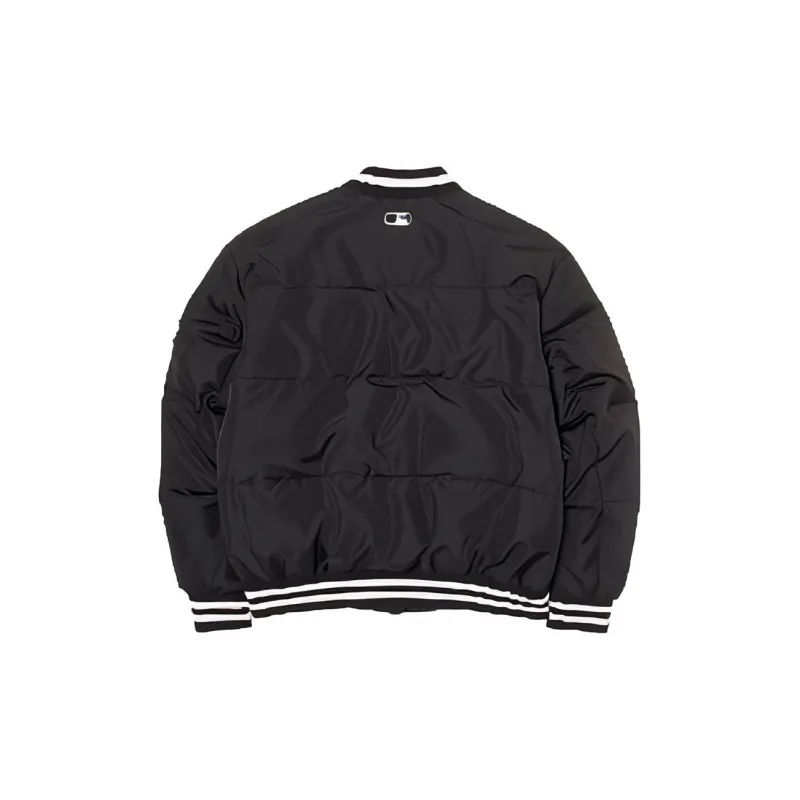 MLB Varsity Front Cursive Rib Mid Short Down Jkt Baseball Jacket Unisex Black-1