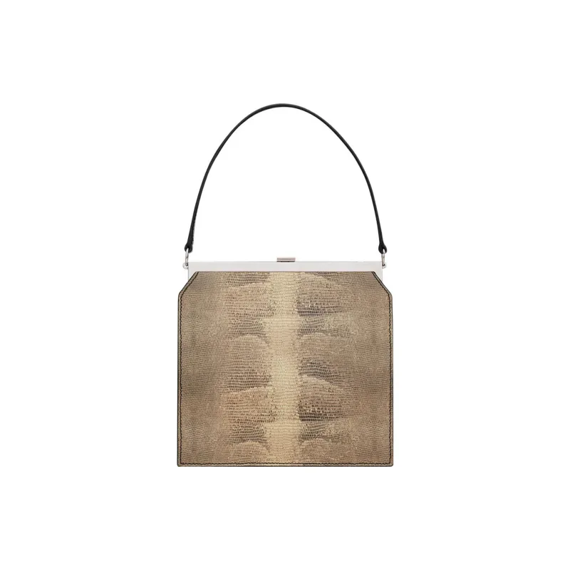 SAINT LAURENT Lizard Skin Cow Leather Patchwork Portable Crossbody Bag Shoulder Bag Women's Light Beige-4