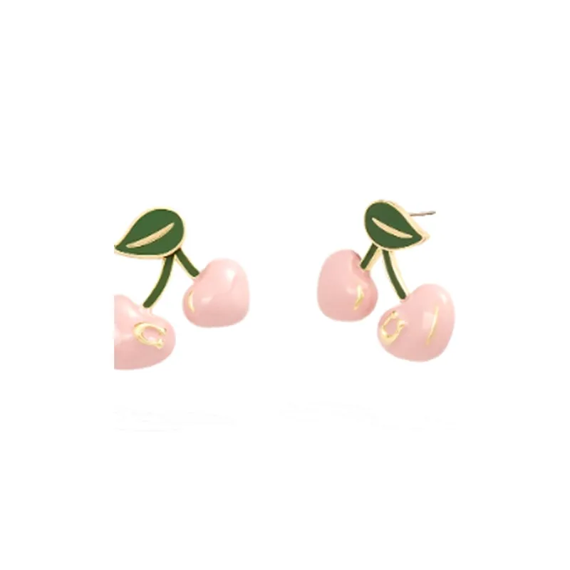 COACH Brass Stud Earrings Women's Pink-1