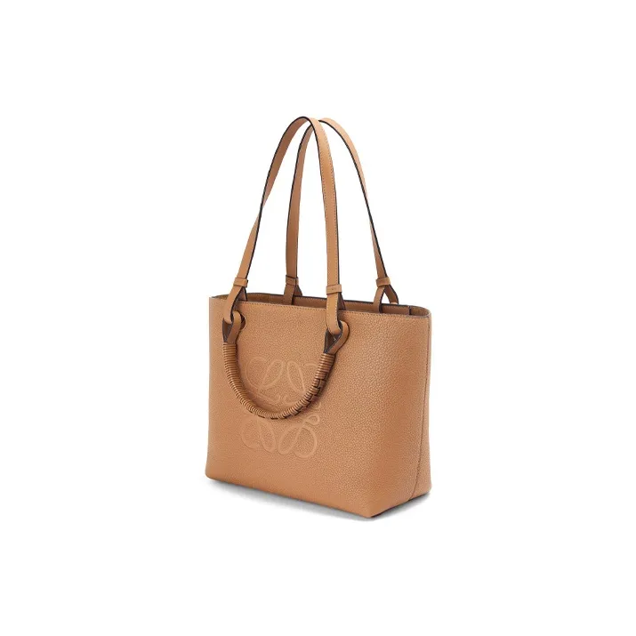 LOEWE Anagram Cow Leather Tote Bag Shopping Bag Handbag Women's Toffee Color-1