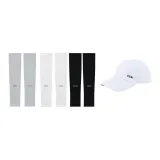 Mixed Color Cooling Arm Sleeves+White Sports Baseball Cap