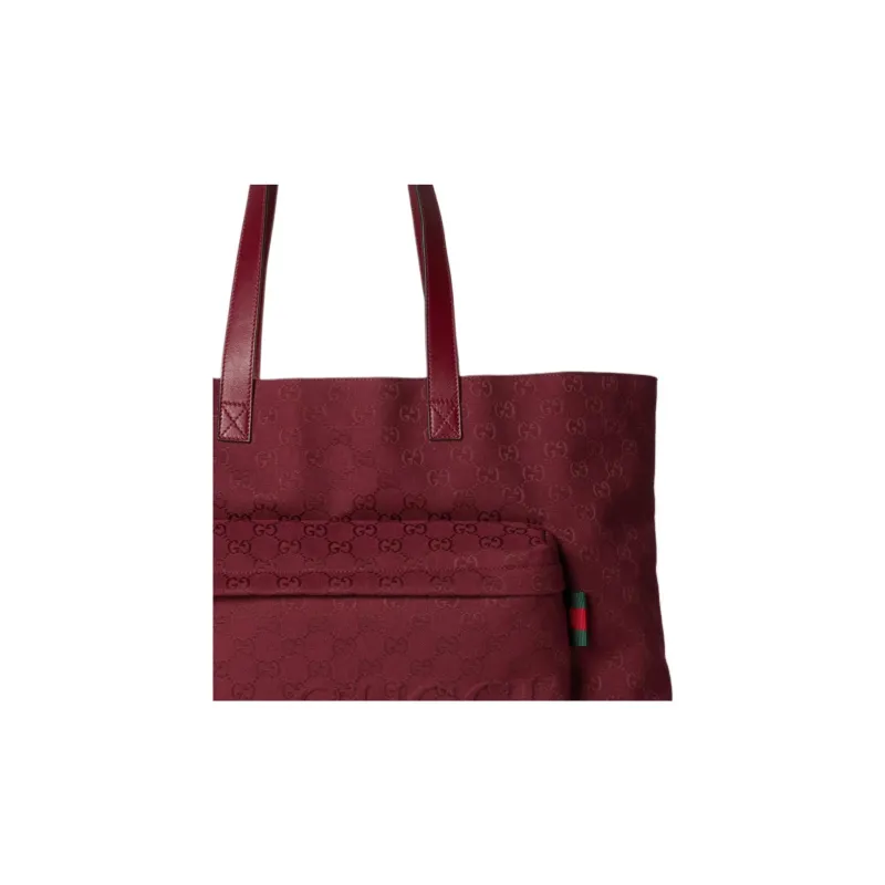 GUCCI Canvas Tote Bag Shopping Bag Handbag Large Size Men's Red-7