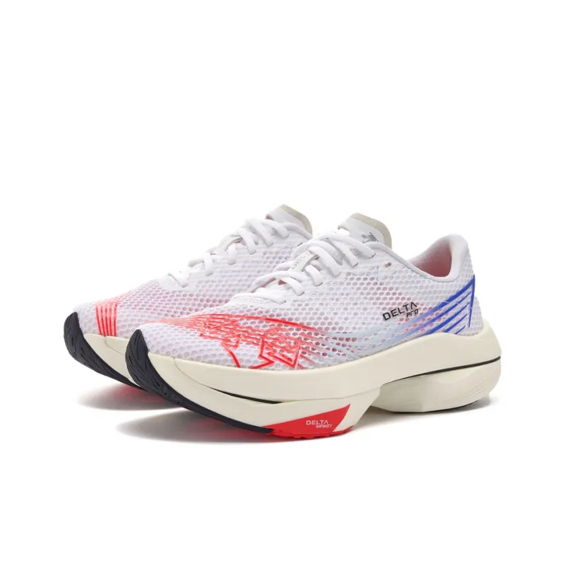 DESCENTE DELTA Breathable Low-Top Running Shoes Unisex White Red Blue-1