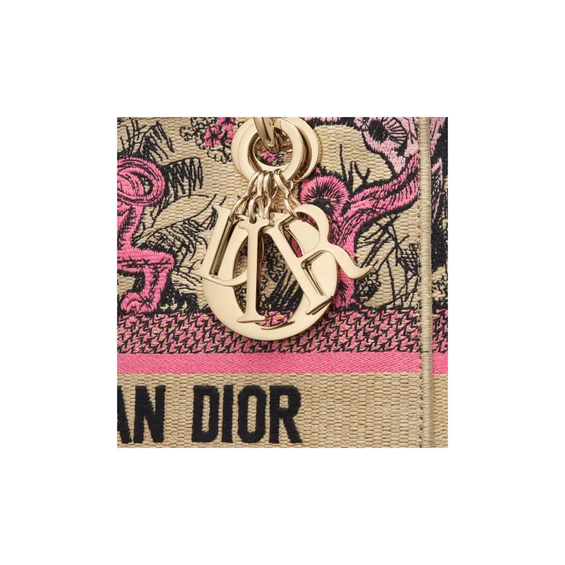 DIOR DIORIVIERALady D Lite Embroidery Dior Bag Shoulder Bag Crossbody Bag Handbag Medium Size Women's Candy Pink-5