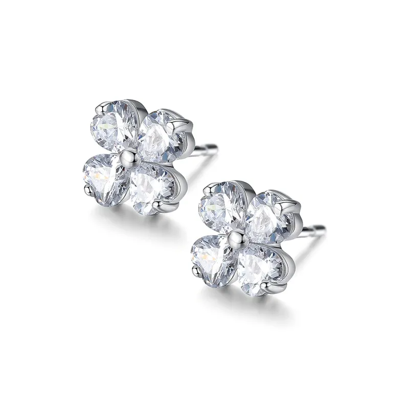 QIANFANGDAHUANGYE Silver Stud Earrings Women's-0