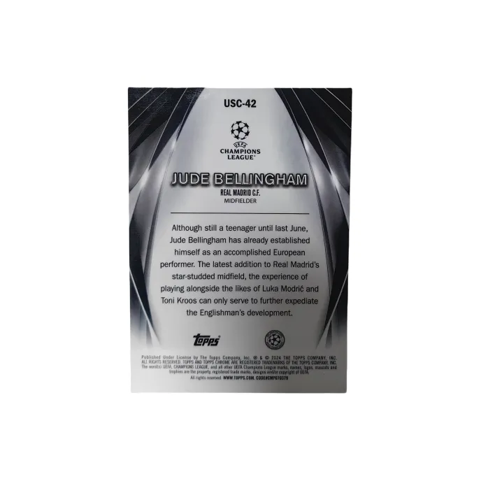 Topps Bellingham Real Madrid England Ultimate Stage Bubbles Folded Player Card Product Access Sports Cards 1 Pc-1