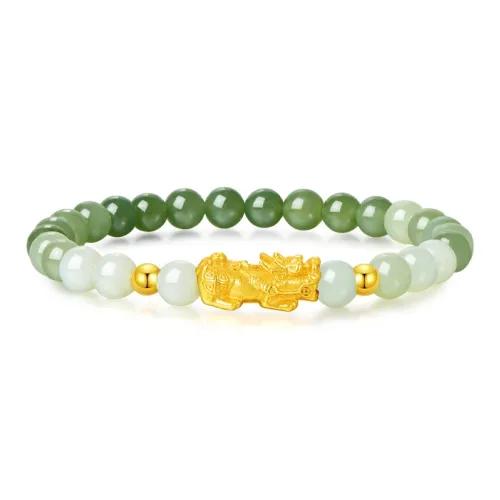 Emerald Dynasty Hetian Jade Bracelets Pale Greenish-White Jade Unisex