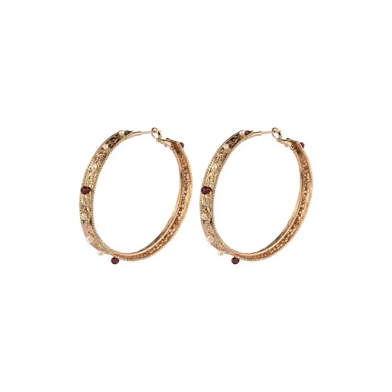 SATELLITE Freshwater Pearl Garnet Earrings Women's Gold-0