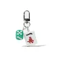Silver-Tone Buckle 10,000 Green Dice Keychain