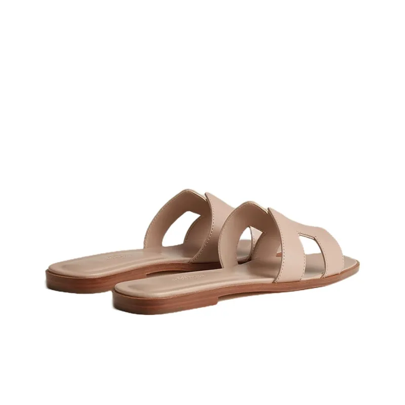 HERMES Oran Slide Slippers Women's Beige-4