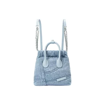 AMAZING SONG Stray Bag Series Denim Patchwork Small Backpack Mini Women's Denim Blue/Denim Pink