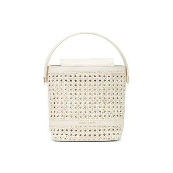 CHARLES&KEITH PU Bucket Bags Shoulder Bag Crossbody Bag Handbag Regular Women's Milk White/Avocado/Pumpkin