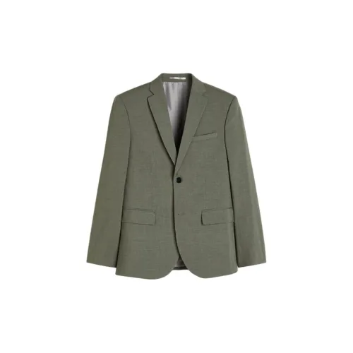 H&M Business Suits Men Khaki Green