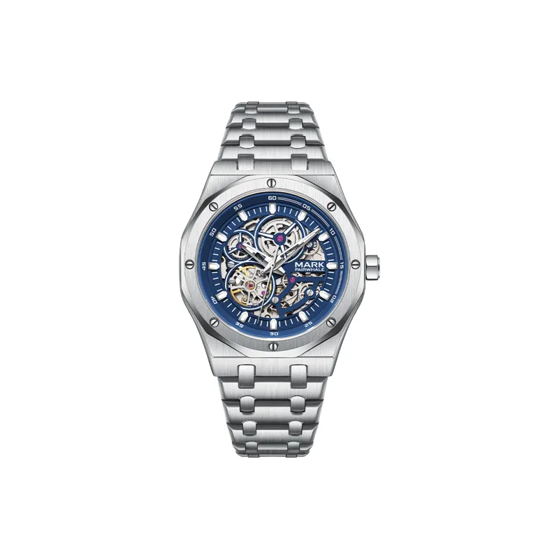 FAIRWHALE Automatic Mechanical Movement Metal Strap Watch Men's Watches Blue Dial-0