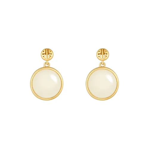 EZRA Hetian Jade Earrings Women's Off White