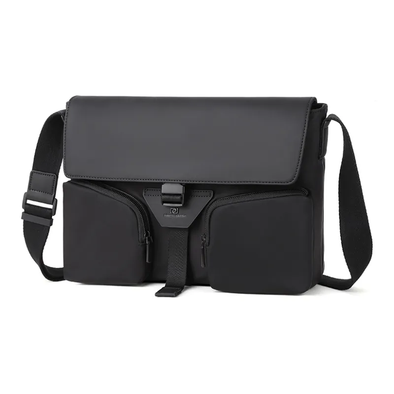 PIERRE CARDIN Fabric Shoulder Bag, Crossbody Bag Men's Black-1