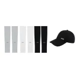 Mixed Color Cooling Arm Sleeves+Black Sports Baseball Cap