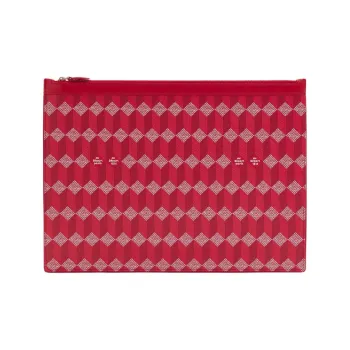 AU DEPART Coated Canvas Clutch Extra Large Women's Red