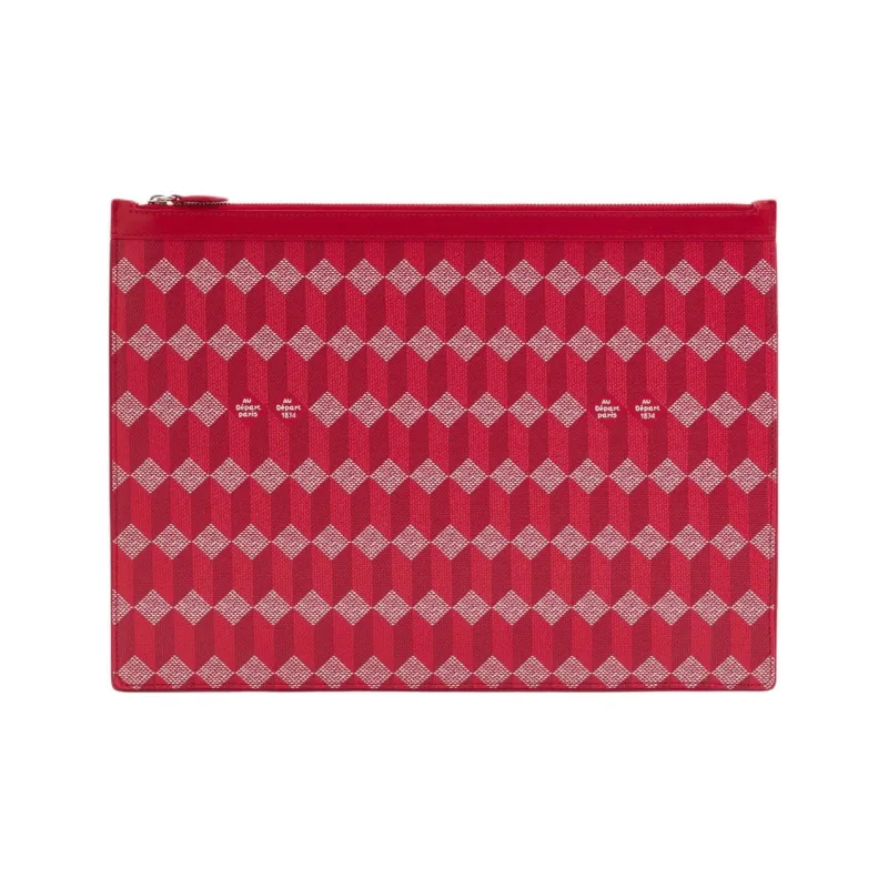 AU DEPART Coated Canvas Clutch Extra Large Women's Red-0