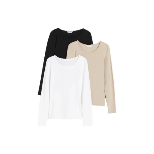 H&M T-Shirts Women's 3 Pieces Set White + Black + Beige