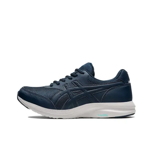 Asics Slip Resistant, Abrasion Resistant, Breathable, Lightweight Low Top Running Shoes Women's Navy Blue 3E Width