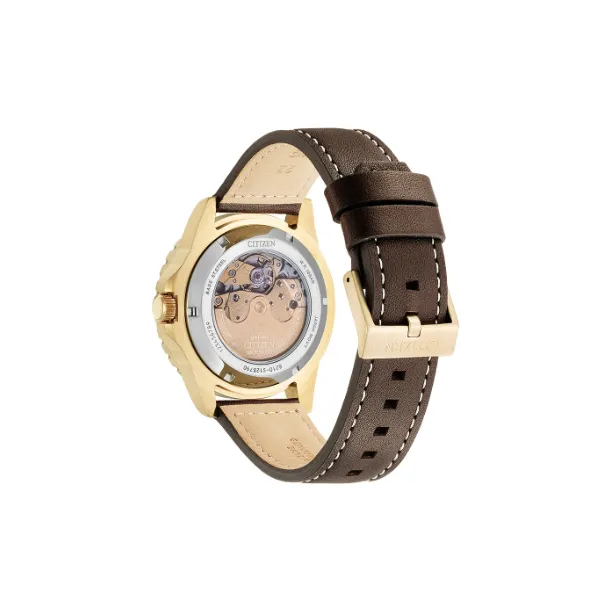 CITIZEN 3 Mechanical Movement Cow Leather Strap Watch Unisex Green Dial-3