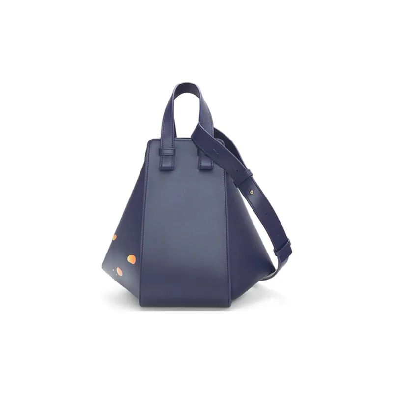 LOEWE Howl's Moving Castle Hammock Satin Cow Leather Shoulder Bag Crossbody Bag Handbag Small Size Women's Sea Blue-1