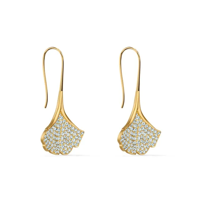 Swarovski Dancing Swan Earrings Women's Gold-2