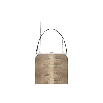 SAINT LAURENT Lizard Skin Cow Leather Patchwork Portable Crossbody Bag Shoulder Bag Women's Light Beige