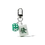 Silver-Tone Lock Prosperity Green Dice Keychains