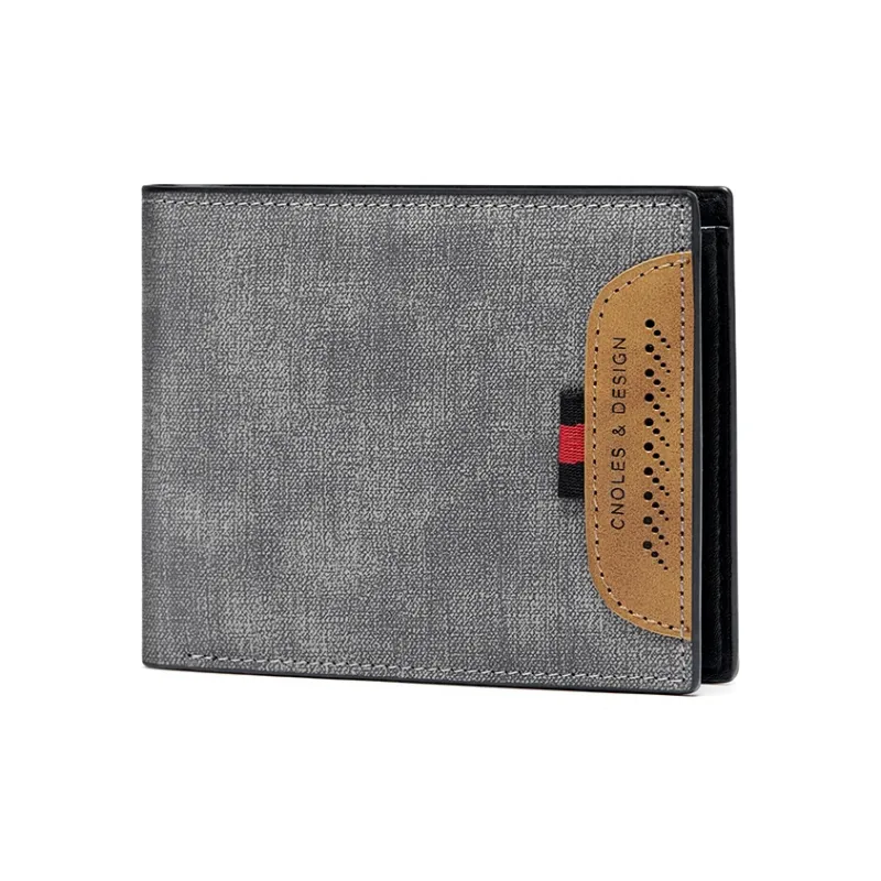CNOLES Synthetic Leather Wallet Coin Purse Men's Dreamy Gray-4