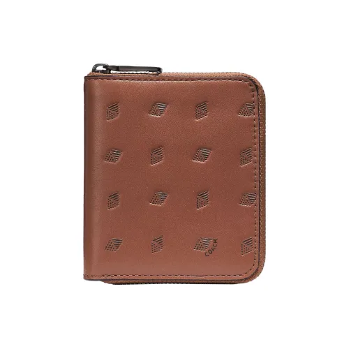 COACH Zip Around Calfskin Card Holder Wallet Small Size Women's Mahogany