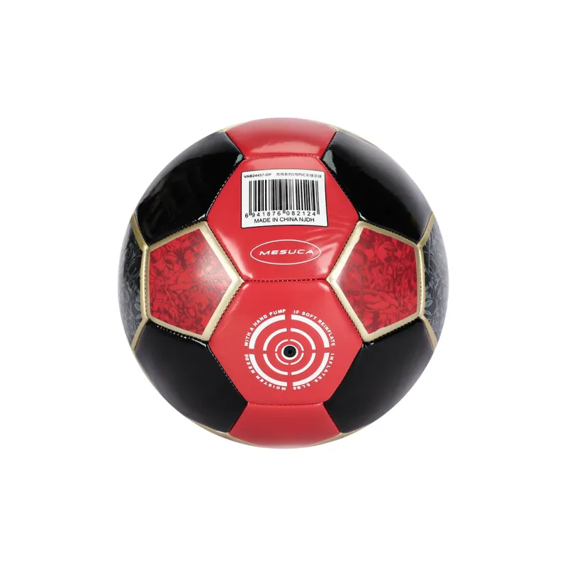 Zudis Size 5 Soccer PVC Machine Stitched Soccer Ball Unisex Black Red-5