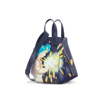LOEWE Howl's Moving Castle Hammock Satin Cow Leather Shoulder Bag Crossbody Bag Handbag Small Size Women's Sea Blue