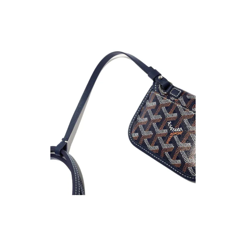 GOYARD Anjou Canvas With Calfskin Combo Bag Tote One Shoulder Handbag Mini Women's Dark Blue/Gray Small Heart-5
